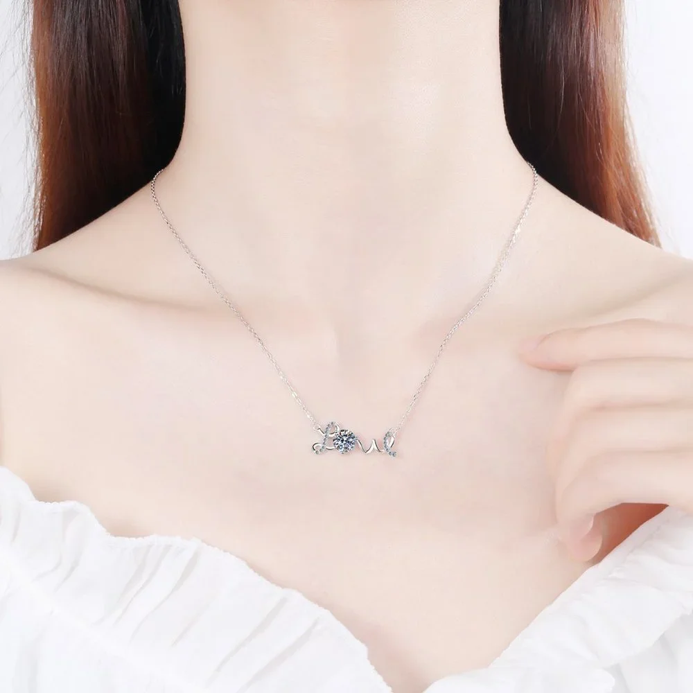 Certified 1ct. t.w. Moissanite Diamond Love Necklace NEW